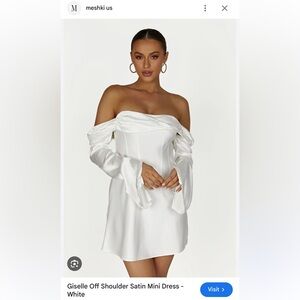 Meshki Giselle off shoulder satin mini dress